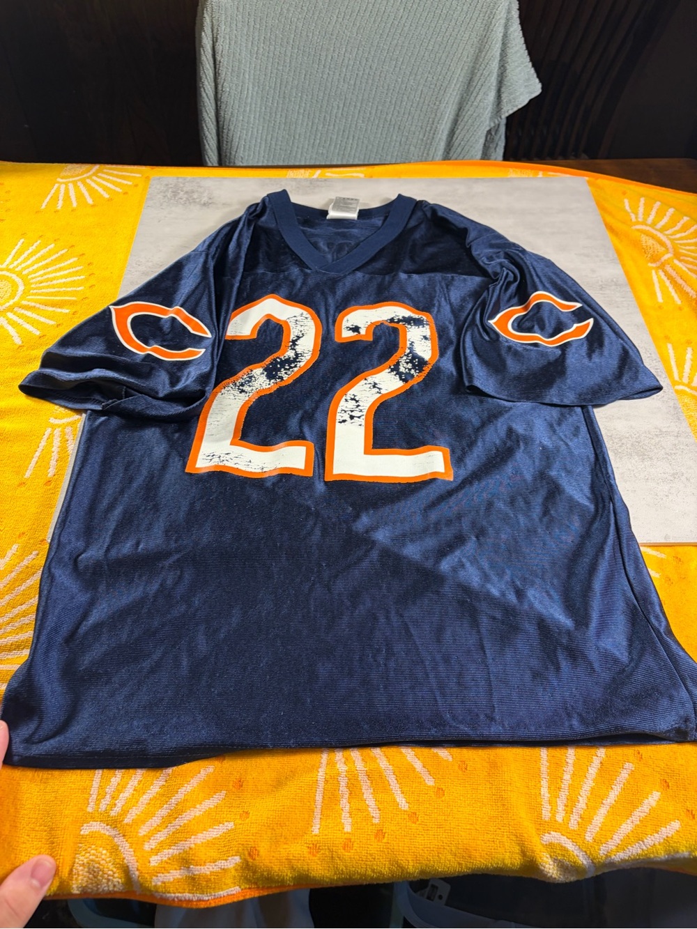 NFL Kids Navy Blue Jersey with Orange & White Number 22